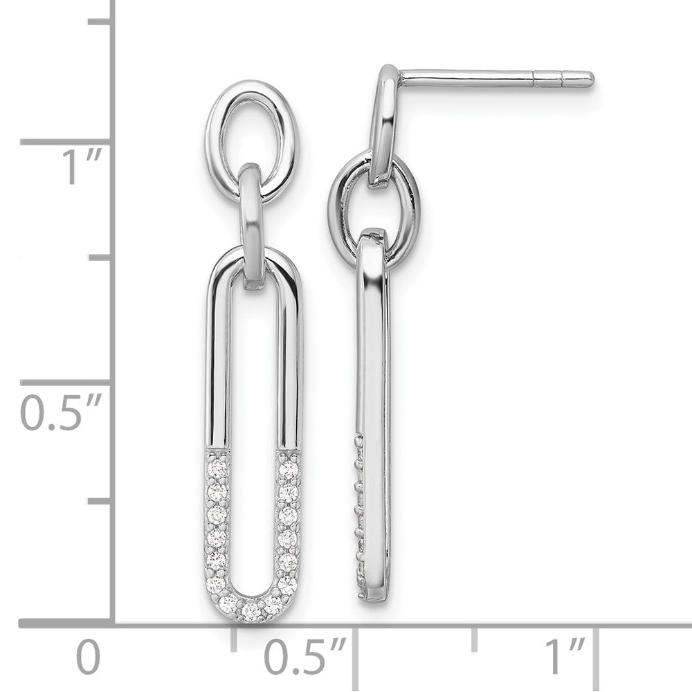 Sterlingsilber Rhodiniert Poliert Zirkonia Glieder Stecker Ohrhänger