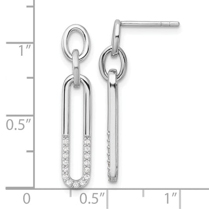 Sterlingsilber Rhodiniert Poliert Zirkonia Glieder Stecker Ohrhänger