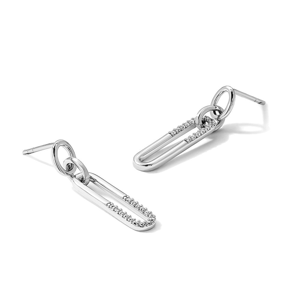 Sterlingsilber Rhodiniert Poliert Zirkonia Glieder Stecker Ohrhänger