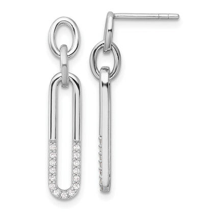 Sterlingsilber Rhodiniert Poliert Zirkonia Glieder Stecker Ohrhänger