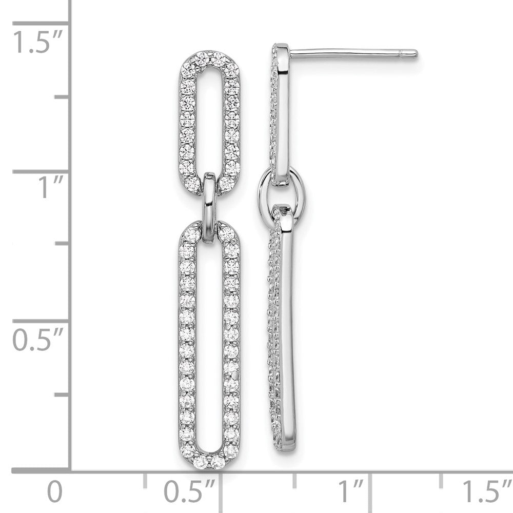 Sterlingsilber Rhodiniert Poliert Zirkonia Büroklammer Stecker Ohrhänger