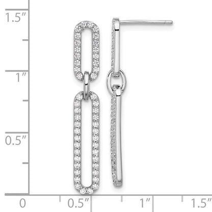 Sterlingsilber Rhodiniert Poliert Zirkonia Büroklammer Stecker Ohrhänger