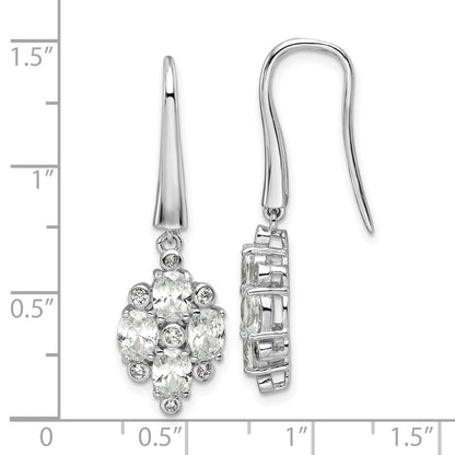 Sterlingsilber Rhodiniert Poliert Fantasie Zirkonia Cluster Ohrhänger