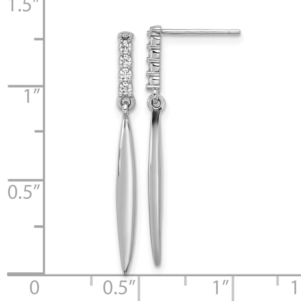 Sterlingsilber Rhodiniert Poliert Zirkonia Stecker Ohrhänger