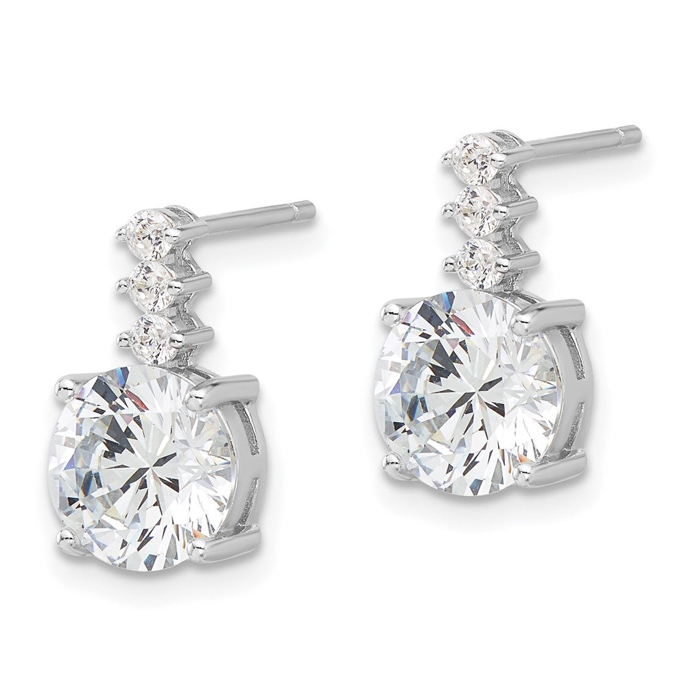Sterlingsilber Rhodiniert Poliert 8mm Zirkonia Stecker Ohrhänger
