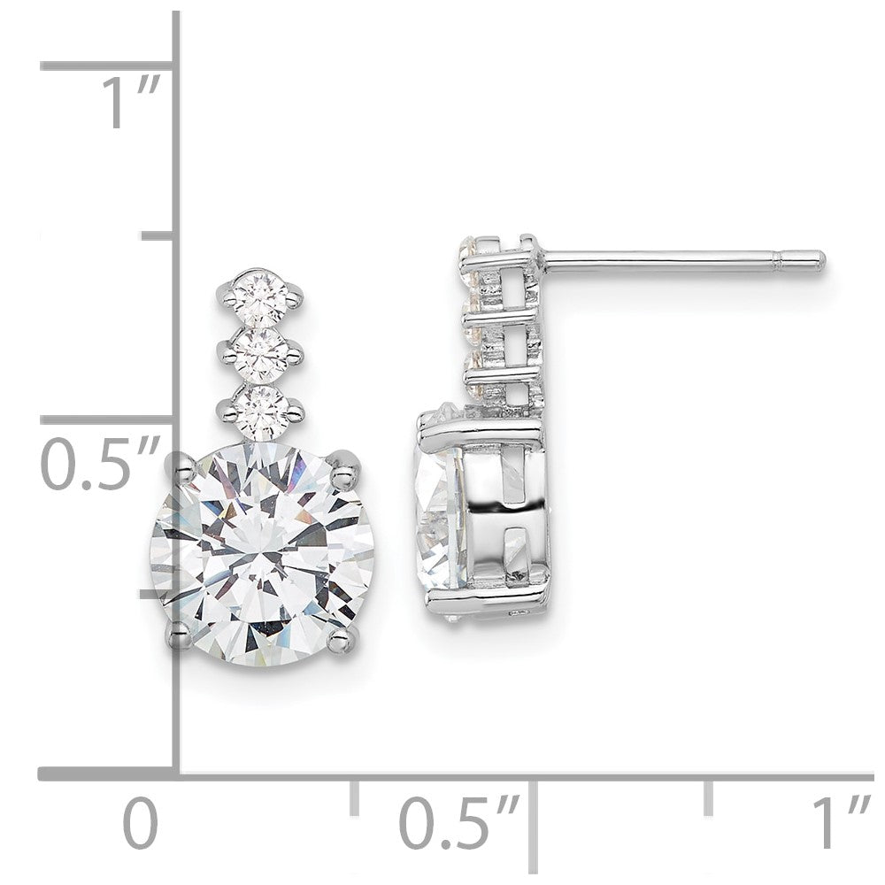 Sterlingsilber Rhodiniert Poliert 8mm Zirkonia Stecker Ohrhänger