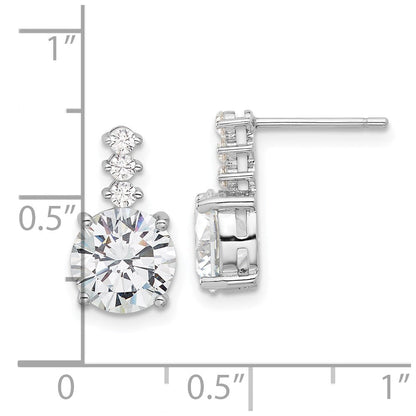 Sterlingsilber Rhodiniert Poliert 8mm Zirkonia Stecker Ohrhänger