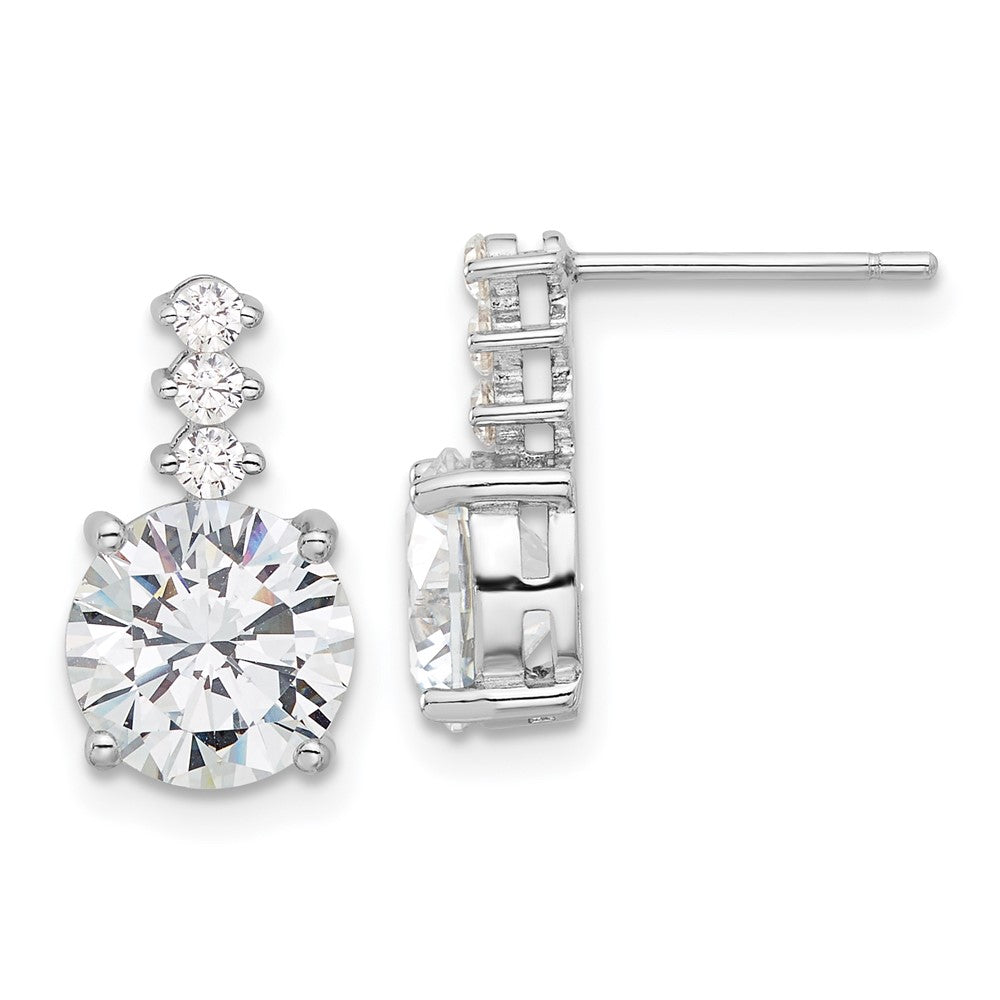 Sterlingsilber Rhodiniert Poliert 8mm Zirkonia Stecker Ohrhänger