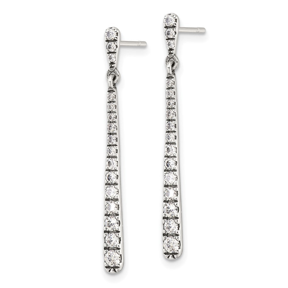 Sterlingsilber Poliert & Antikisiert Abgestuft Zirkonia Stecker Ohrhänger