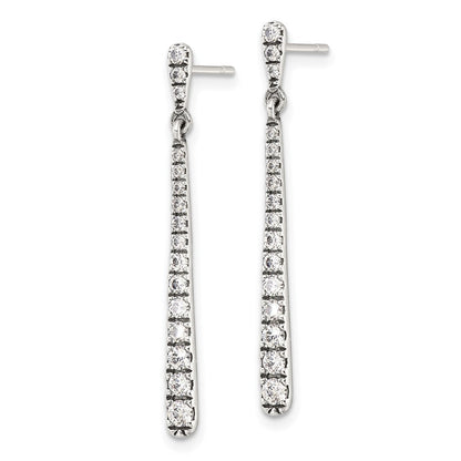 Sterlingsilber Poliert & Antikisiert Abgestuft Zirkonia Stecker Ohrhänger