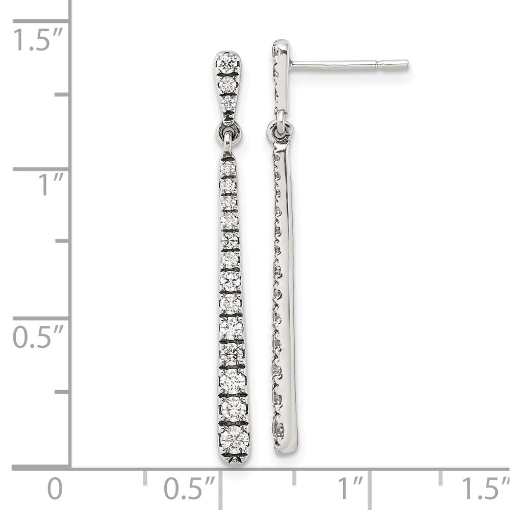 Sterlingsilber Poliert & Antikisiert Abgestuft Zirkonia Stecker Ohrhänger