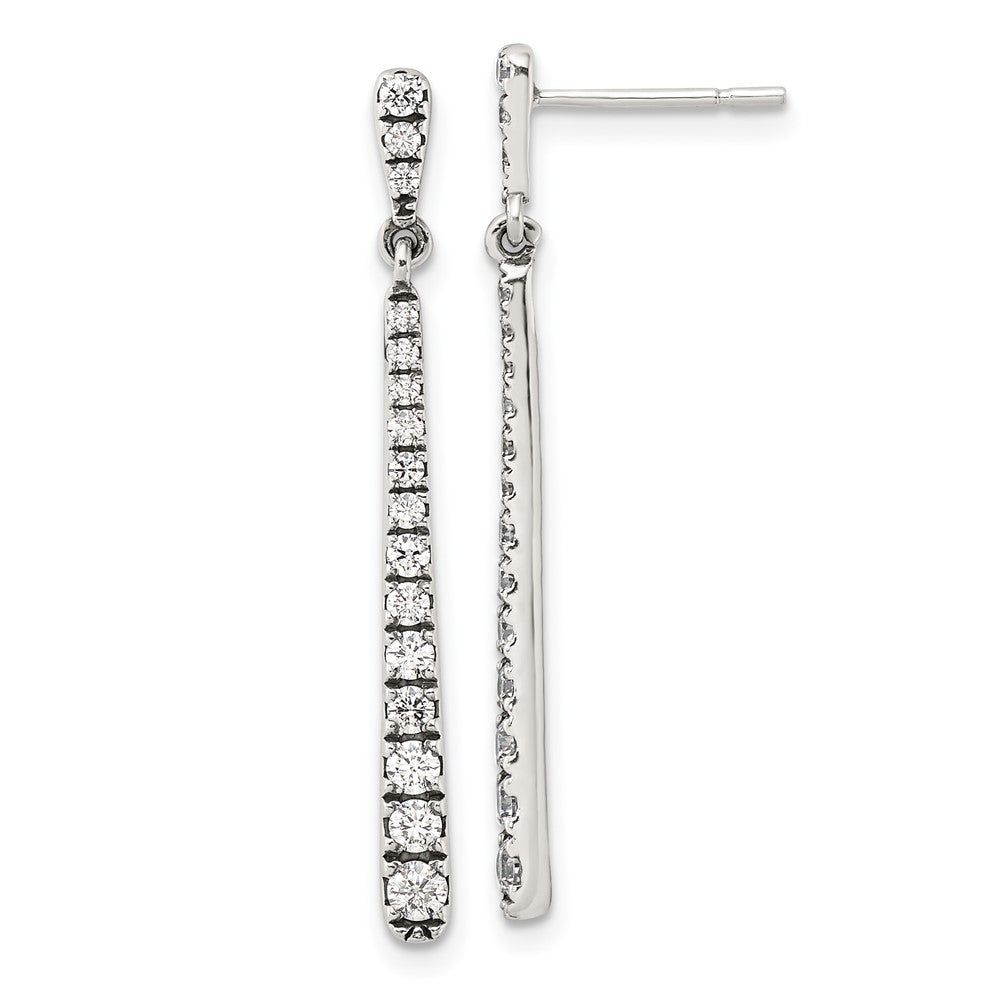 Sterlingsilber Poliert & Antikisiert Abgestuft Zirkonia Stecker Ohrhänger