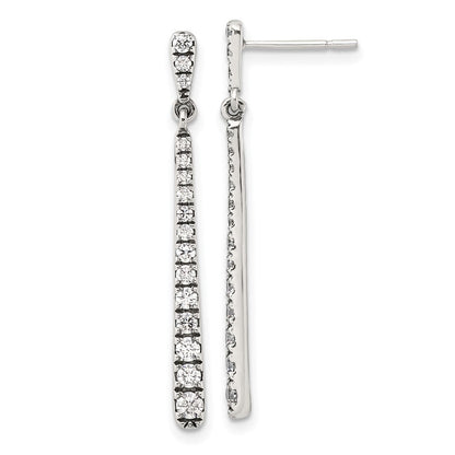 Sterlingsilber Poliert & Antikisiert Abgestuft Zirkonia Stecker Ohrhänger