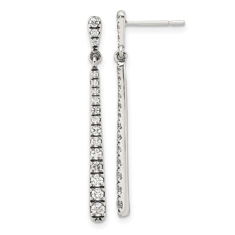 Sterlingsilber Poliert & Antikisiert Abgestuft Zirkonia Stecker Ohrhänger
