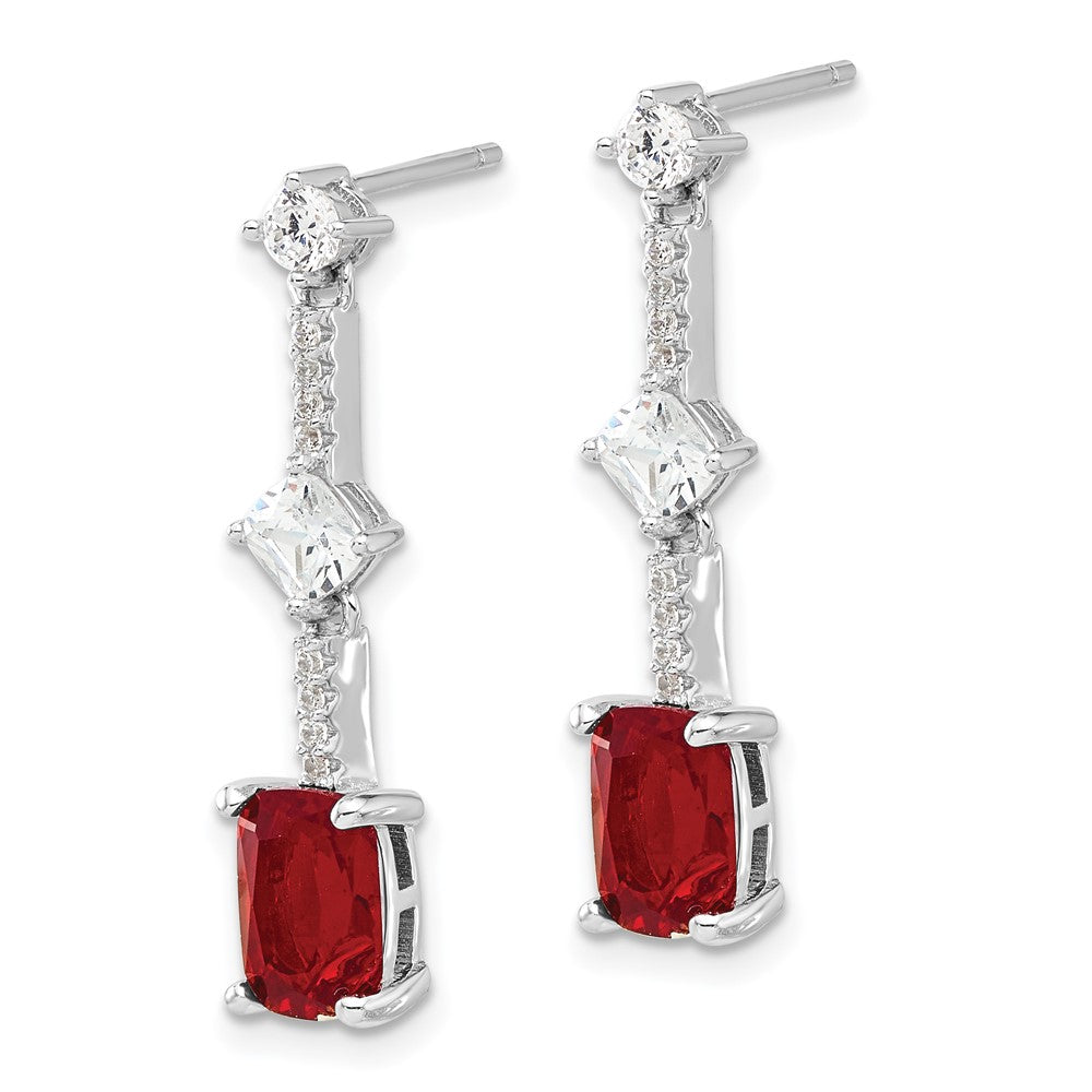 Sterlingsilber Rhodiniert Fantasie Rot & Weiß Zirkonia Stecker Ohrhänger