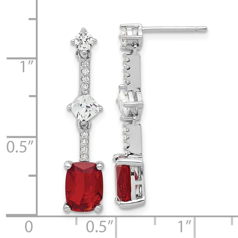 Sterlingsilber Rhodiniert Fantasie Rot & Weiß Zirkonia Stecker Ohrhänger