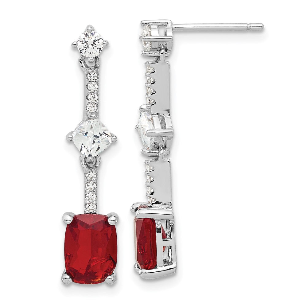 Sterlingsilber Rhodiniert Fantasie Rot & Weiß Zirkonia Stecker Ohrhänger