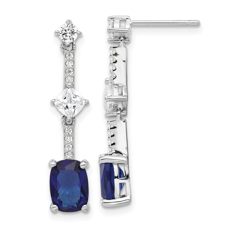 Sterlingsilber Rhodiniert Fantasie Blau & Weiß Zirkonia Stecker Ohrhänger