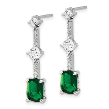 Sterlingsilber Rhodiniert Fantasie Grün & Weiß Zirkonia Stecker Ohrhänger
