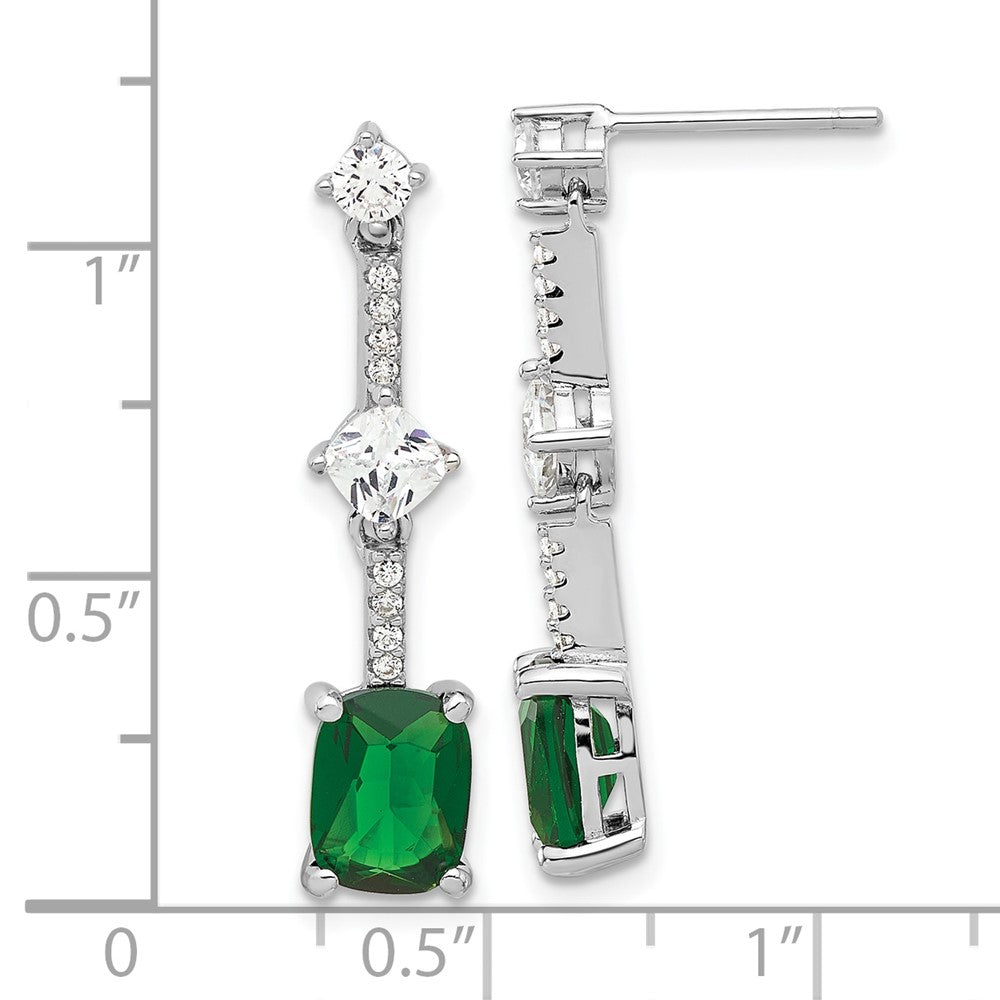 Sterlingsilber Rhodiniert Fantasie Grün & Weiß Zirkonia Stecker Ohrhänger