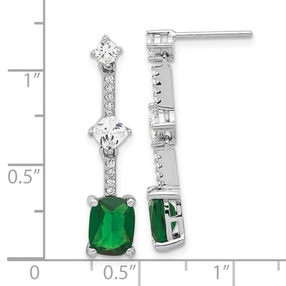 Sterlingsilber Rhodiniert Fantasie Grün & Weiß Zirkonia Stecker Ohrhänger