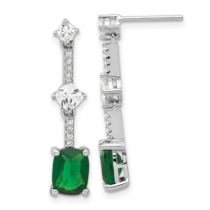 Sterlingsilber Rhodiniert Fantasie Grün & Weiß Zirkonia Stecker Ohrhänger