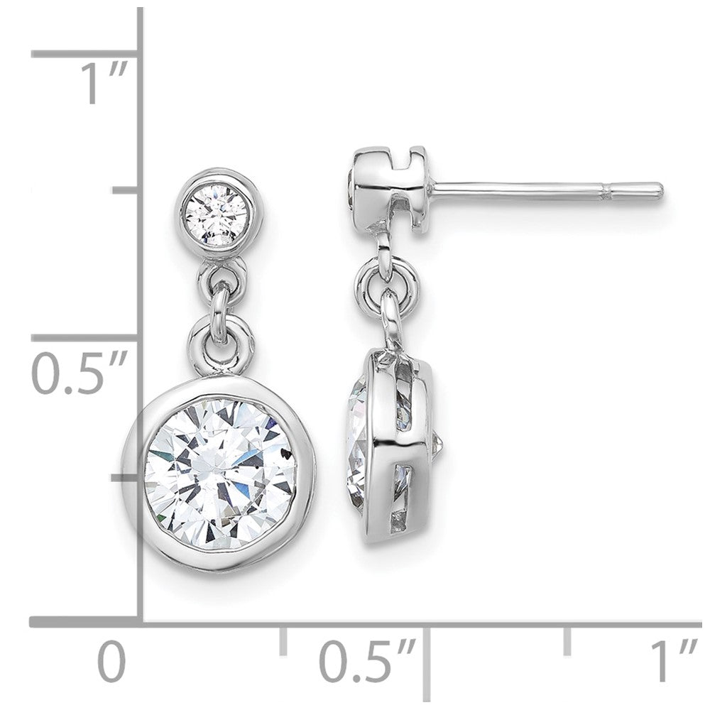 Sterlingsilber Rhodiniert Zirkonia Zargenfassung Hängend Ohrstecker