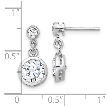 Sterlingsilber Rhodiniert Zirkonia Zargenfassung Hängend Ohrstecker