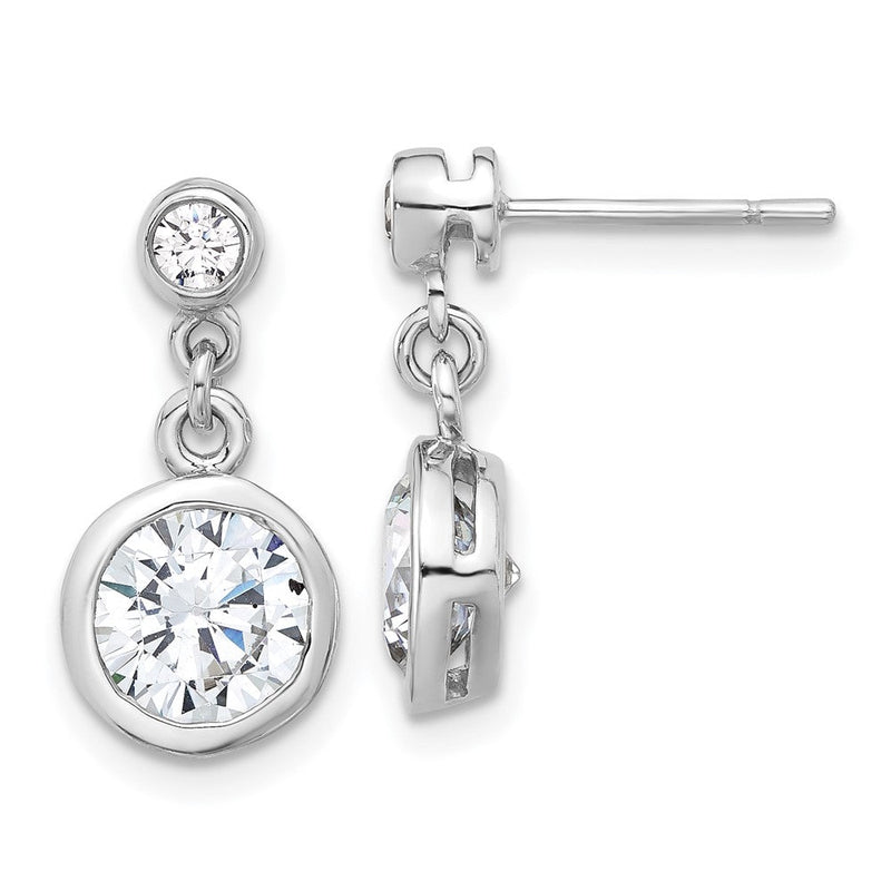 Sterlingsilber Rhodiniert Zirkonia Zargenfassung Hängend Ohrstecker