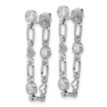 Sterlingsilber Rhodiniert Zargenfassung Zirkonia mit Herz Stecker Ohrhänger