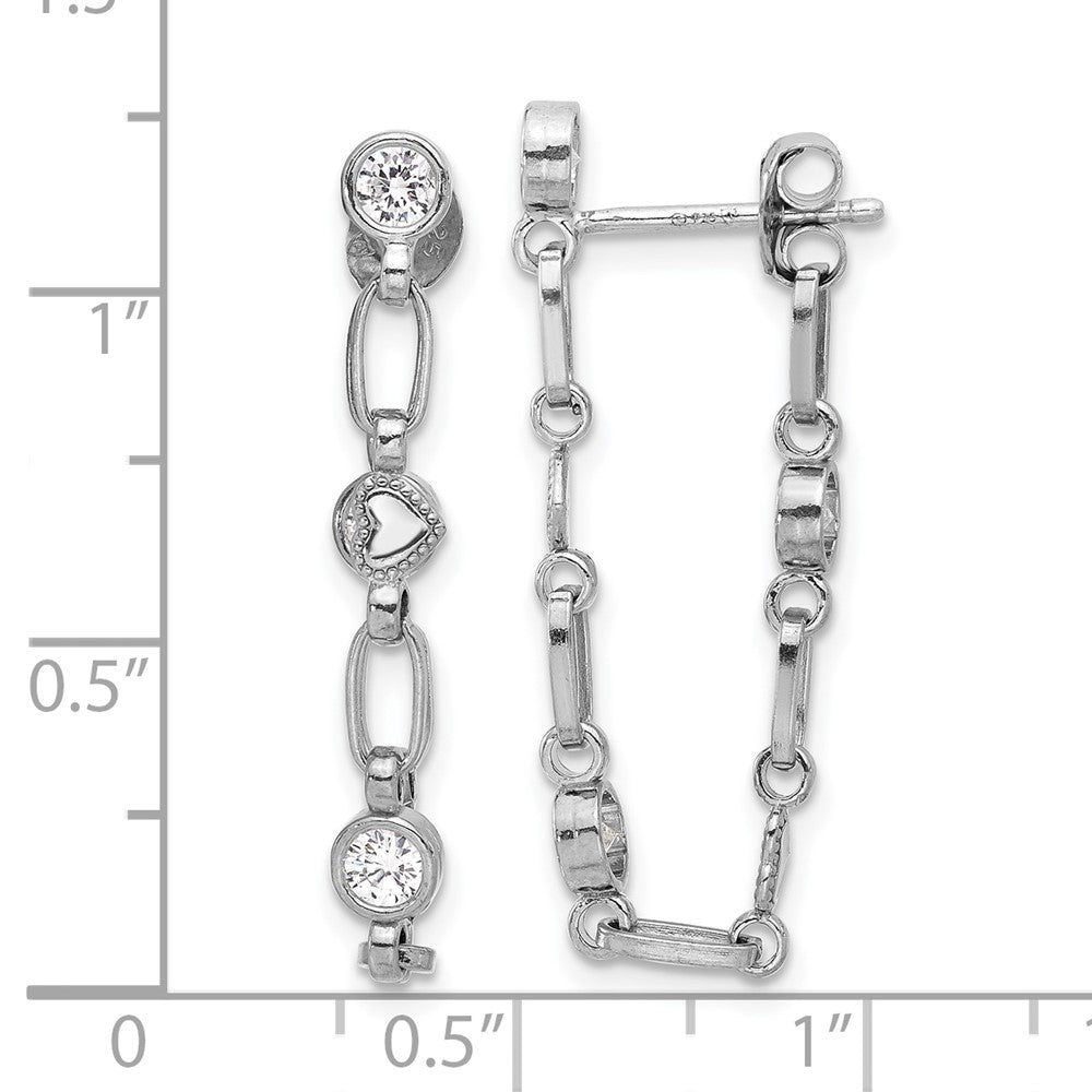 Sterlingsilber Rhodiniert Zargenfassung Zirkonia mit Herz Stecker Ohrhänger