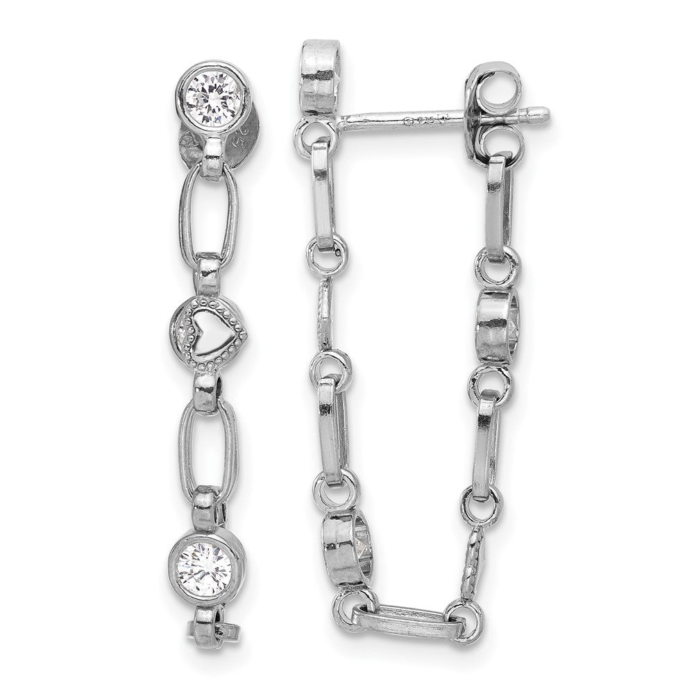 Sterlingsilber Rhodiniert Zargenfassung Zirkonia mit Herz Stecker Ohrhänger