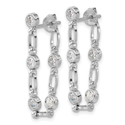 Sterlingsilber Rhodiniert Zargenfassung Zirkonia Stecker Ohrhänger