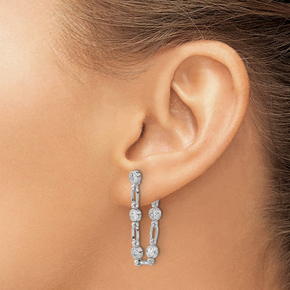 Sterlingsilber Rhodiniert Zargenfassung Zirkonia Stecker Ohrhänger