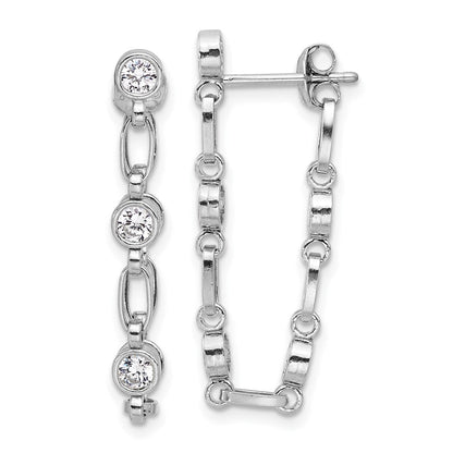 Sterlingsilber Rhodiniert Zargenfassung Zirkonia Stecker Ohrhänger