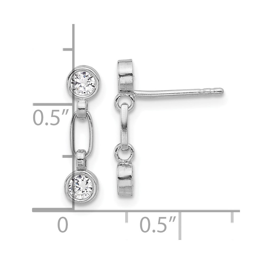 Sterlingsilber Rhodiniert Zargenfassung Zirkonia Stecker Ohrhänger