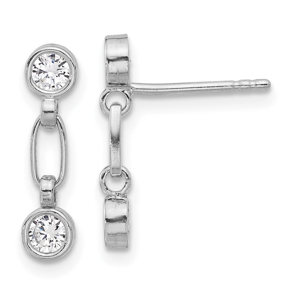 Sterlingsilber Rhodiniert Zargenfassung Zirkonia Stecker Ohrhänger