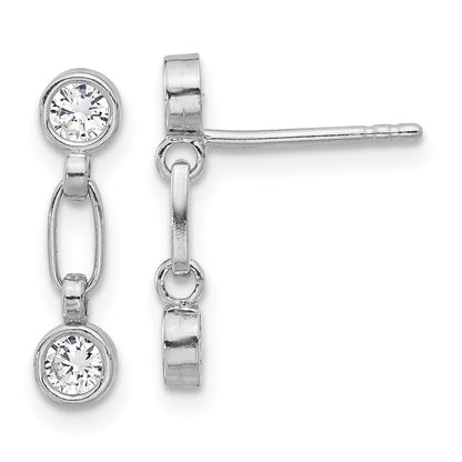 Sterlingsilber Rhodiniert Zargenfassung Zirkonia Stecker Ohrhänger