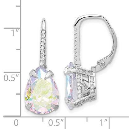 Sterlingsilber Rhodiniert Tropfen Iridescent Zirkonia Ohrhänger mit Brisur
