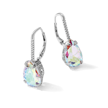 Sterlingsilber Rhodiniert Tropfen Iridescent Zirkonia Ohrhänger mit Brisur