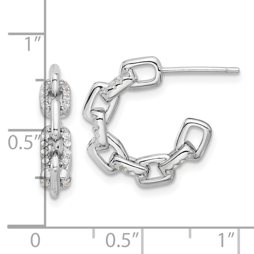 Sterlingsilber Rhodiniert mit Zirkonia Glieder Design Stecker Creolen