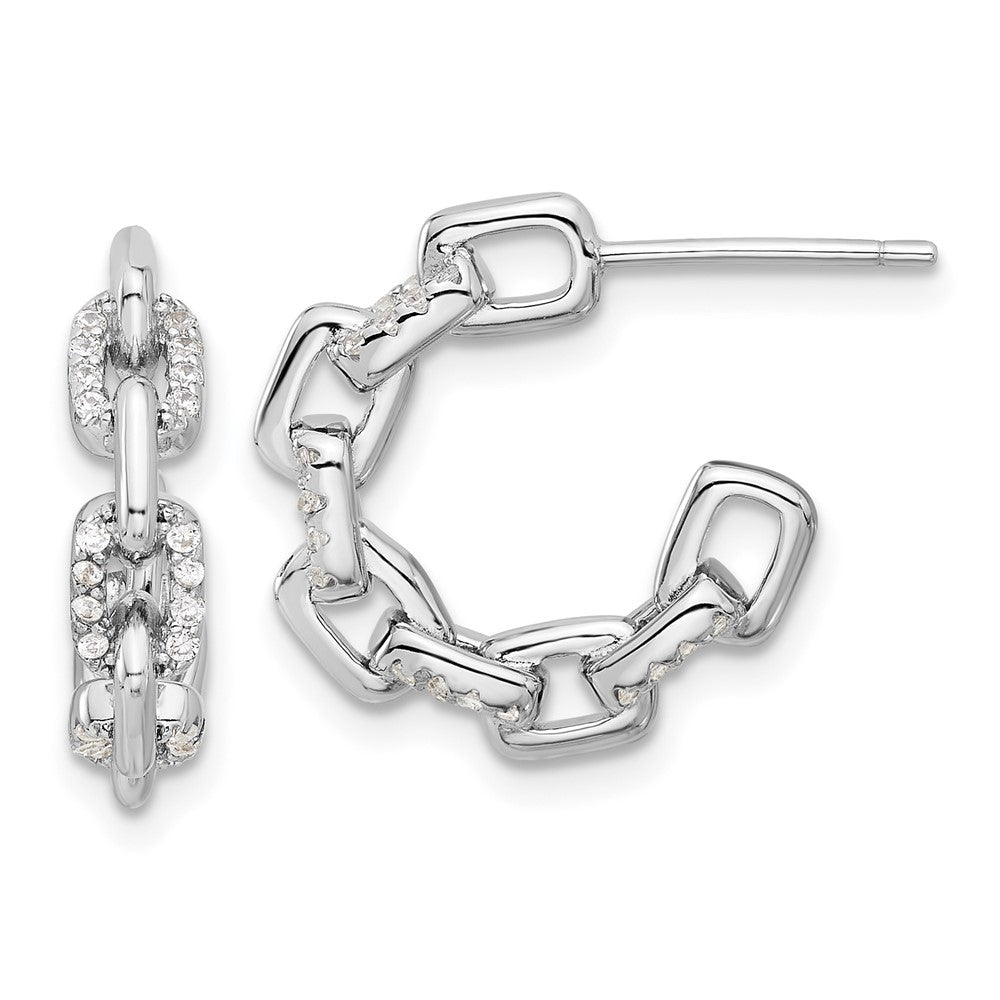 Sterlingsilber Rhodiniert mit Zirkonia Glieder Design Stecker Creolen