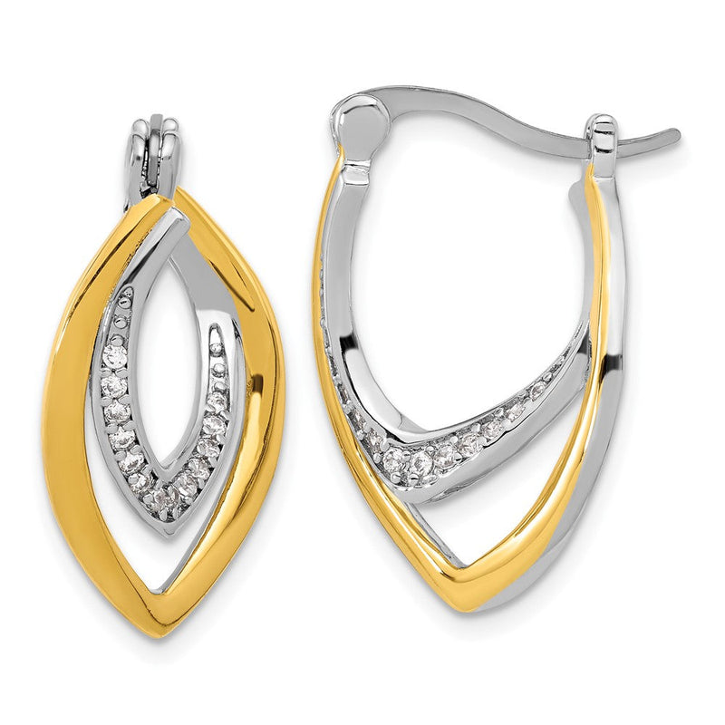 Sterlingsilber Rhodiniert Goldfarben Poliert Zirkonia Fantasie Creolen