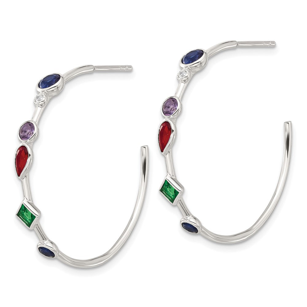 Sterlingsilber E-coated Mehrfarbig Zirkonia Stecker Creolen
