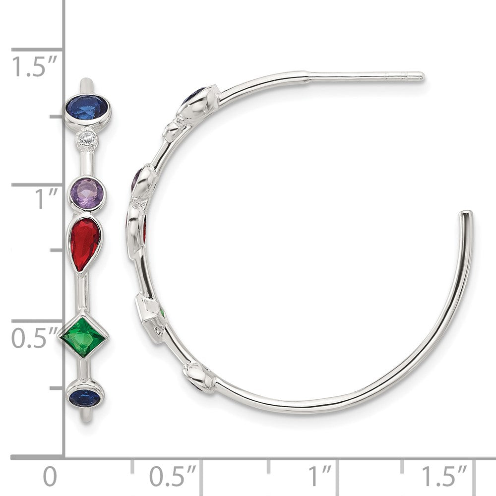 Sterlingsilber E-coated Mehrfarbig Zirkonia Stecker Creolen