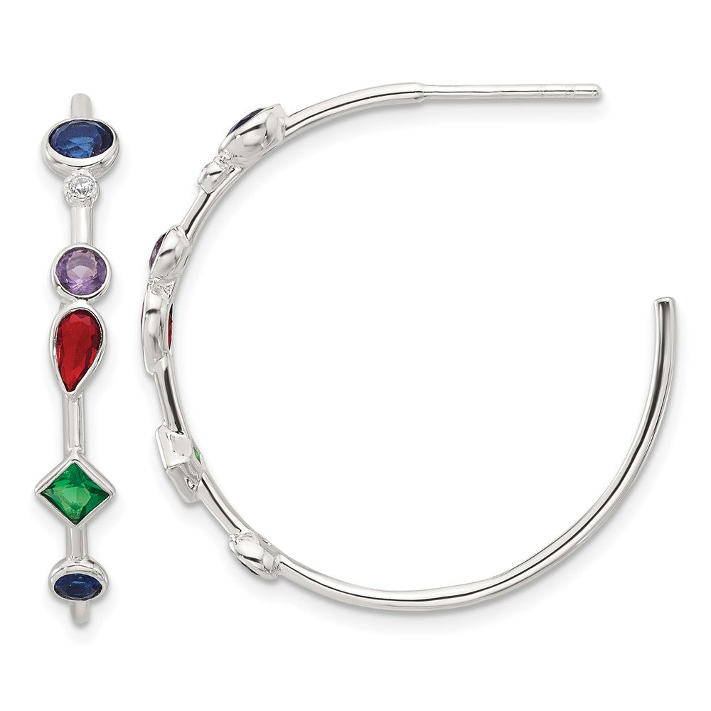 Sterlingsilber E-coated Mehrfarbig Zirkonia Stecker Creolen