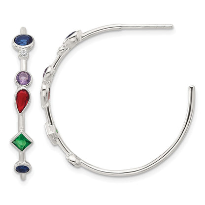 Sterlingsilber E-coated Mehrfarbig Zirkonia Stecker Creolen