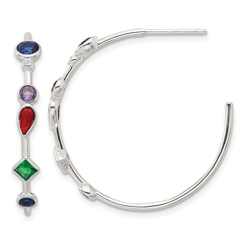 Sterlingsilber E-coated Mehrfarbig Zirkonia Stecker Creolen
