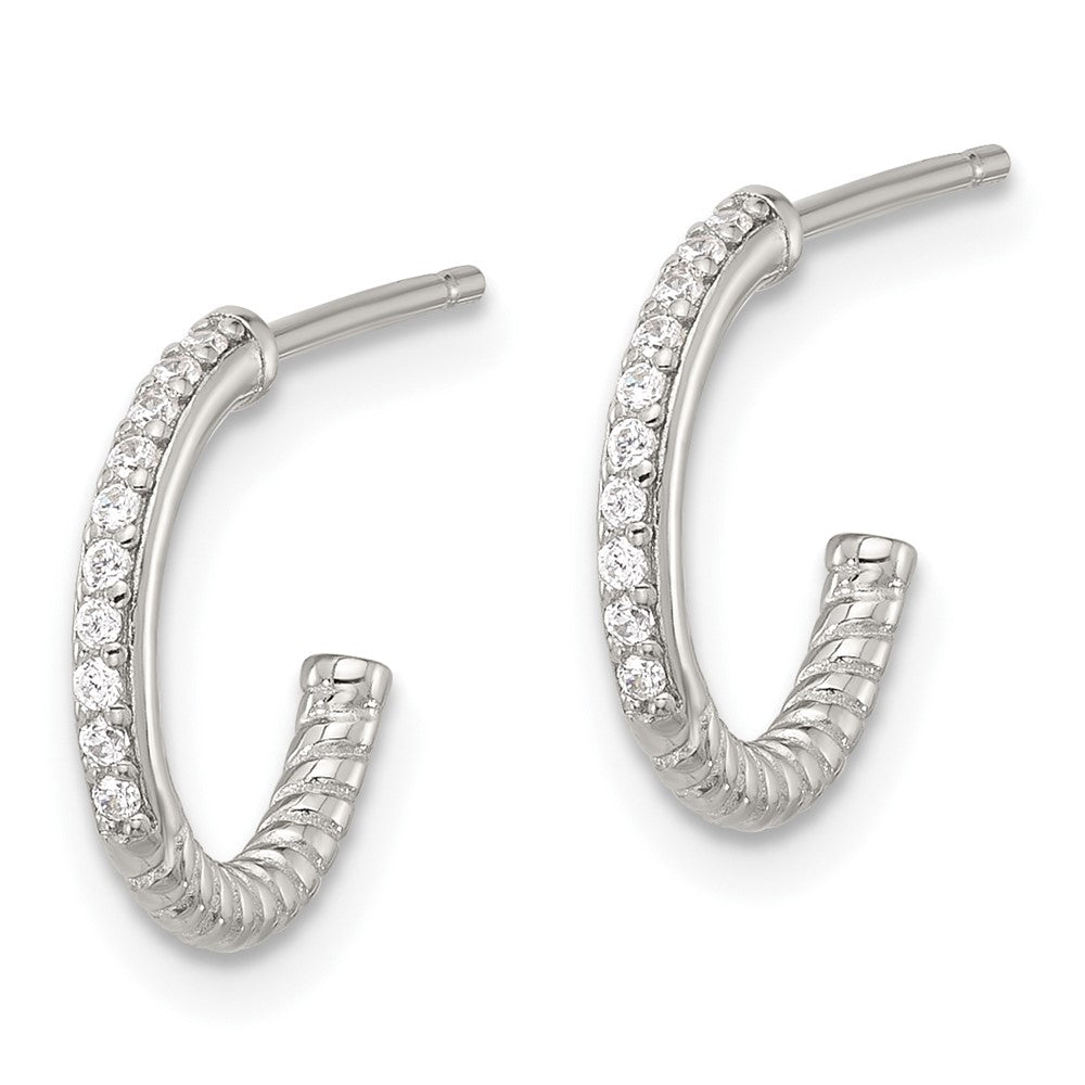 Sterlingsilber Glanz Platin-beschichtet Gedreht Zirkonia C Creole Ohrstecker
