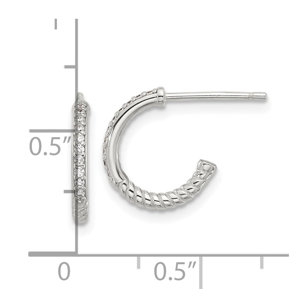 Sterlingsilber Glanz Platin-beschichtet Gedreht Zirkonia C Creole Ohrstecker